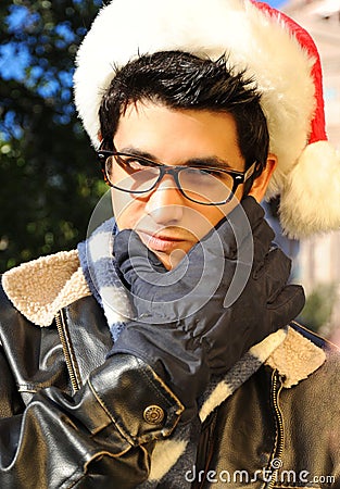 Studious Santa Male Hunk Stock Photo