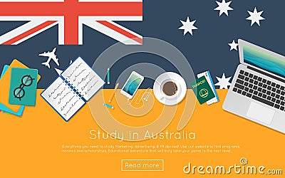 Study in Australia concept for your web banner or. Vector Illustration