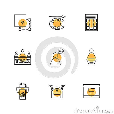 study , calculator, video , user , networking , religion , eps Vector Illustration