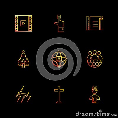 study , calculator, video , user , networking , religion , eps Vector Illustration