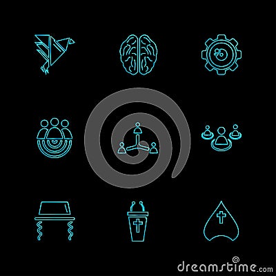 study , calculator, video , user , networking , religion , eps Vector Illustration