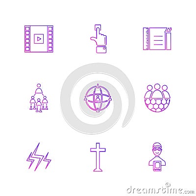 study , calculator, video , user , networking , religion , eps Vector Illustration