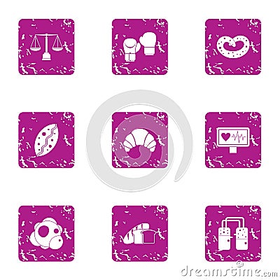 Study of food icons set, grunge style Vector Illustration