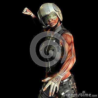 Study muscle woman Police Officer Stock Photo