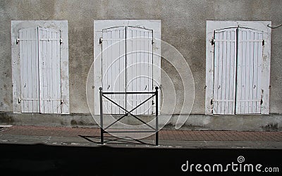 A study of an old wooden doors, shuttered Stock Photo