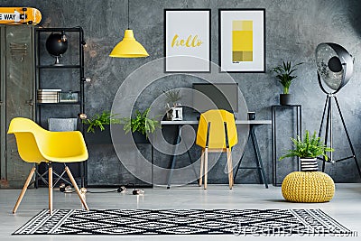 Study space with metal furniture Stock Photo