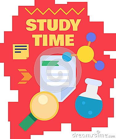 Study time at school subject educate lesson vector Cartoon Illustration