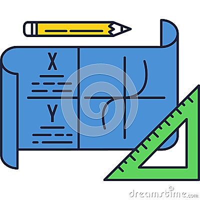 Study vector school math geometry flat icon Stock Photo