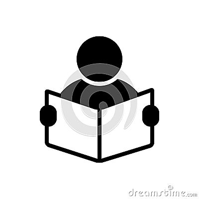 Black solid icon for Studying, book and reading Vector Illustration