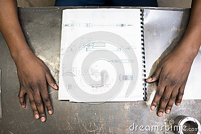 Studying Detail Drawing Stock Photo