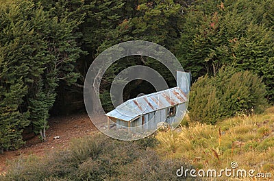 Studys Hut, shelter at the Breast Hill Track Stock Photo