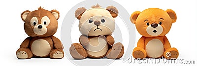 Stuffed Animal Toys A Cutout Set Of Three Stuffed Animal Toys Characters Isolated Stock Photo