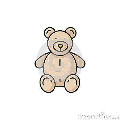 Stuffed bear RGB color icon Vector Illustration