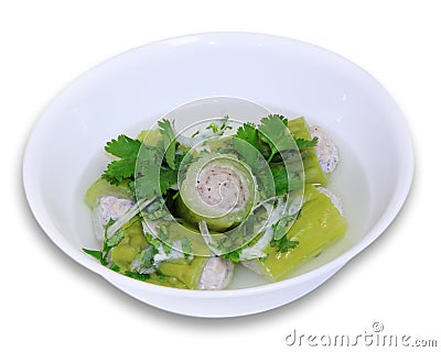 Stuffed Bitter Melon Soup Stock Photo