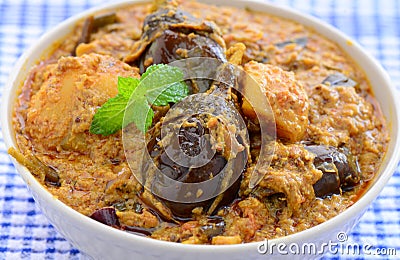Stuffed Brinjal Curry Stock Photo
