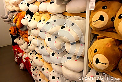 Stuffed dogs for sale in a store Stock Photo