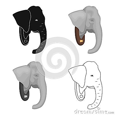 Stuffed elephant head. African safari single icon in cartoon style vector symbol stock illustration web. Vector Illustration