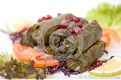 Stuffed vine leaves plate ,lebanese cuisine Stock Photo