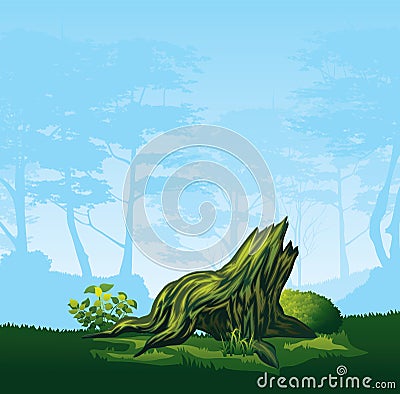 Stump with a curved crown Vector Illustration