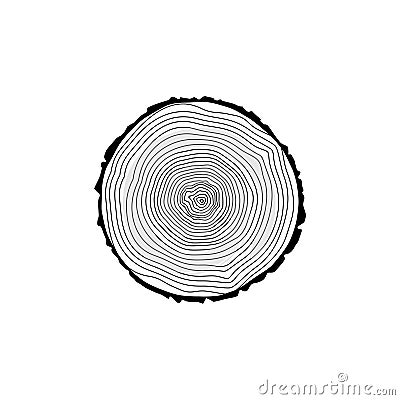 Stump icon or logo, Black tree rings icon Vector Illustration