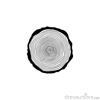 Stump icon or logo, Black tree rings icon Vector Illustration