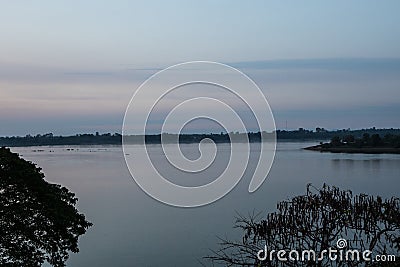 Stung Treng city at the Mekong River in Laos. Stock Photo