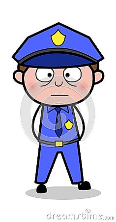 Stunned - Retro Cop Policeman Vector Illustration Stock Photo