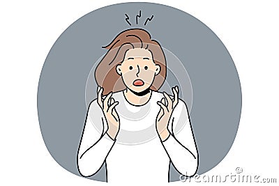 Stunned woman feel shocked and scared Vector Illustration