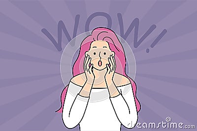 Stunned woman make wow gesture Vector Illustration