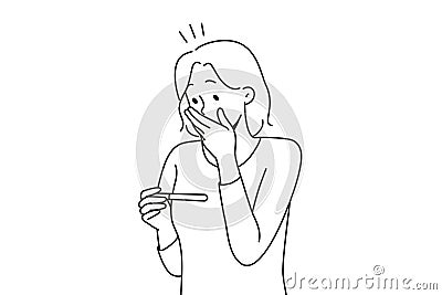 Stunned woman shocked with pregnancy news Vector Illustration