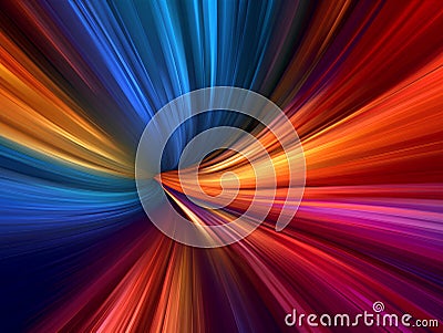 Stunning abstract spectral image. Mesmerizing 3D colorful abstract visualizations gives a feeling of heading towards the future or Stock Photo