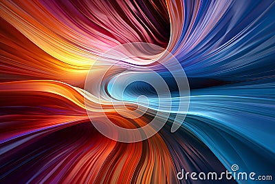Stunning abstract spectral image. Mesmerizing 3D colorful abstract visualizations gives a feeling of heading towards the future or Stock Photo