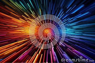 Stunning abstract spectral image. Mesmerizing 3D colorful abstract visualizations gives a feeling of heading towards the future or Stock Photo