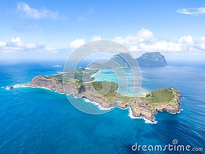 Stunning aerial panorama drone view of Lord Howe Island, a pacific subtropical island in the Tasman Sea Stock Photo