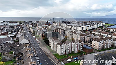 Aerial view of the bustling coastal city of Ardrossan, Scotland. Stock Photo