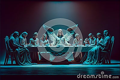 Angelic type God statues at the last supper Stock Photo