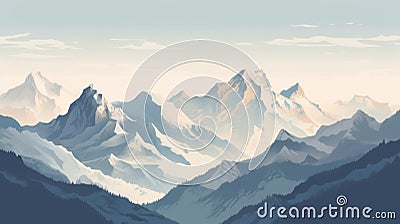 8k Mountain Landscape Illustration In Jeff Danziger Style Cartoon Illustration