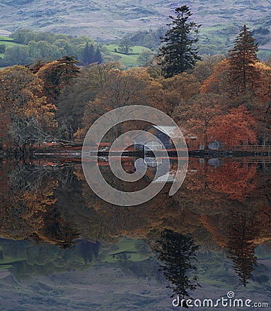 Stunning Autumn Fall color landscape of Lake District in Cumbria England Stock Photo