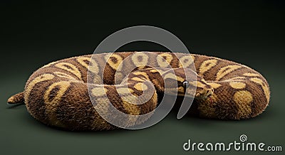 Stunning Ball Python Close-Up: A Detailed Look at a Brown and Tan Ball Python with Unique Pattern Stock Photo