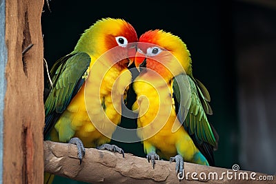 Stunning beauty Closeup of love birds displays their colorful elegance Stock Photo