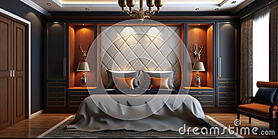 Elevate Your Space with This Gorgeous Bedroom Set Design - Generative AI Stock Photo