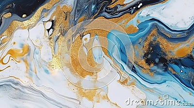Blue and Gold Marble Background Stock Photo