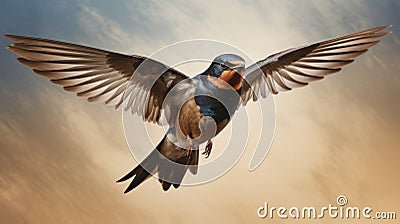 Beautiful Swallow: A Photo Realistic Image Of Graceful Flight Stock Photo