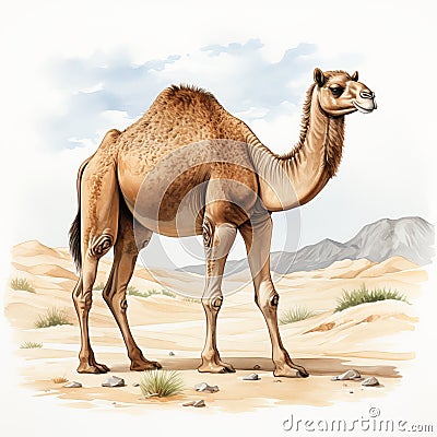 Detailed Camel Watercolor Clipart For Digital Painting And Paper Crafting Cartoon Illustration