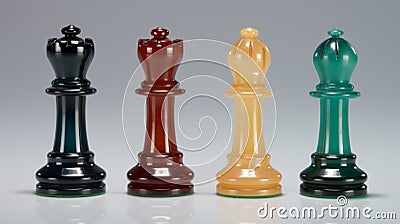 Stunning Chess Pieces In Dark Emerald And Light Amber - A Masterpiece By Joseph Karl Stieler Stock Photo