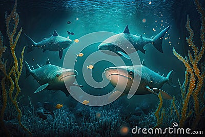 Velvet Belly Fish Underwater Lush Nature by Generative AI Stock Photo