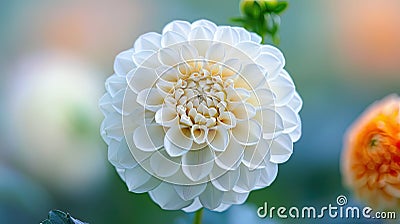 Pure Beauty: Close-Up of White Dahlia Flower Petals Stock Photo