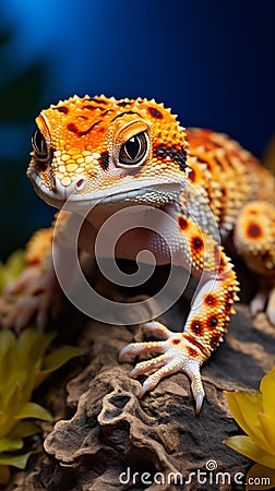 Vibrant Patterns: Close-up of a Leopard Geckos Textured Skin Stock Photo