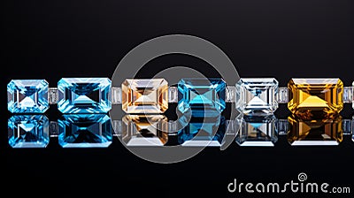 Exquisite Blue Diamond And Topaz Jewelry On Black Background Stock Photo