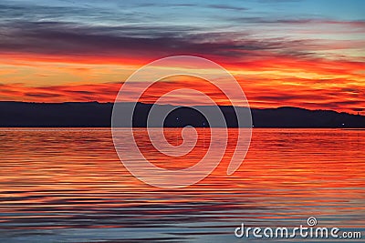 Stunning colorful red sunset Stock Photo